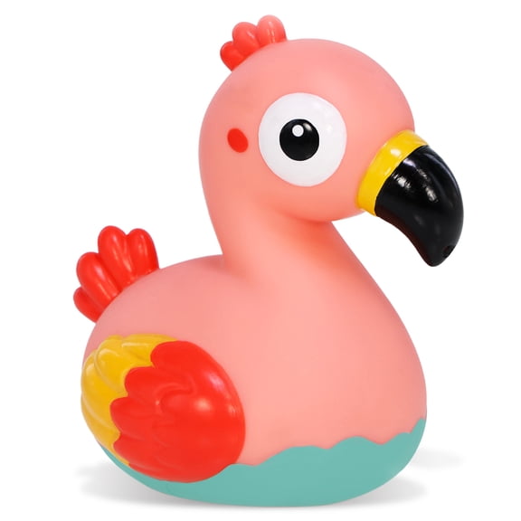 DolliBu Flamingo Bath Buddy Water Squirter Toy - Floating Tropical Bird Animal for Bathtub, Pool, or Beach, Fun Pink Flamingo Rubber Bath Toy for Babies and Toddlers - 3 Inches