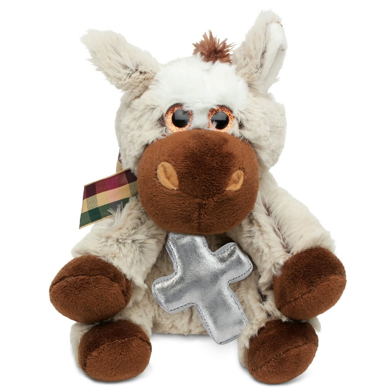 DolliBu Floppy Donkey Stuffed Animal with Silver Cross Plush