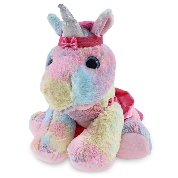DolliBu Floppy Rainbow Unicorn Stuffed Animal with Ballerina Dress Up Set - Cute Unicorn Plush Toy in Ballet Costume with Tutu Skirt, Headband, and Shirt for Kids and Adults - 12 Inches