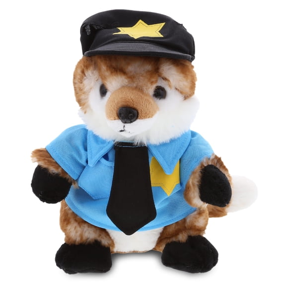 DolliBu Fox Police Officer Plush Toy - Super Soft Fox Cop Stuffed Animal Dress Up with Cute Cop Uniform & Cap Outfit - 9.5" Inch