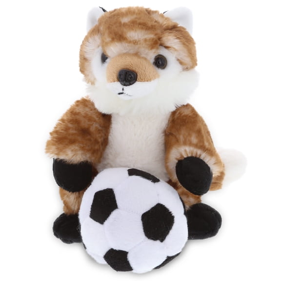 DolliBu Fox Stuffed Animal with Soccer Ball Plush - Soft Plush Huggable Brown Fox, Adorable Playtime Fox Plush Toy, Cute Wildlife Gift, Soccer Plush Animal Toy for Kids and Adults - 9.5 Inch