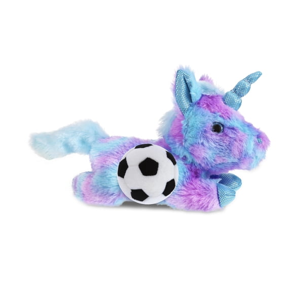 DolliBu Friday Blue Unicorn Stuffed Animal with Soccer Ball Plush - Soft Huggable Unicorn Playtime Plush Toy, Cute Fantasy Gift, Super Soft Plush Doll Animal Toy for Kids and Adults - 10.5 Inches