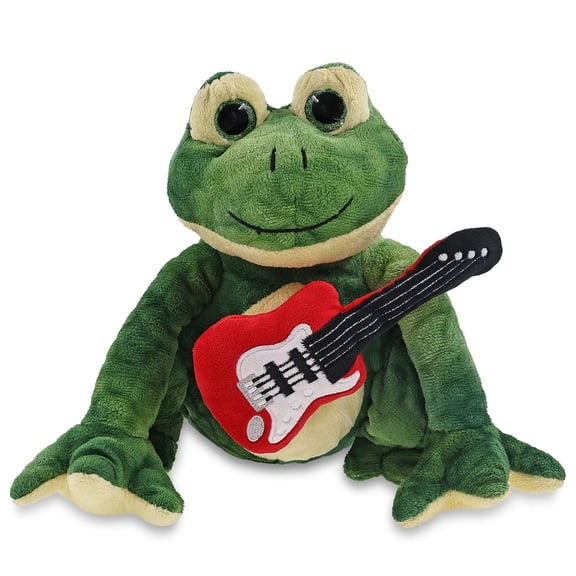 DolliBu Frog Stuffed Animal with Electric Guitar Plush Toy - 10.5 Inches