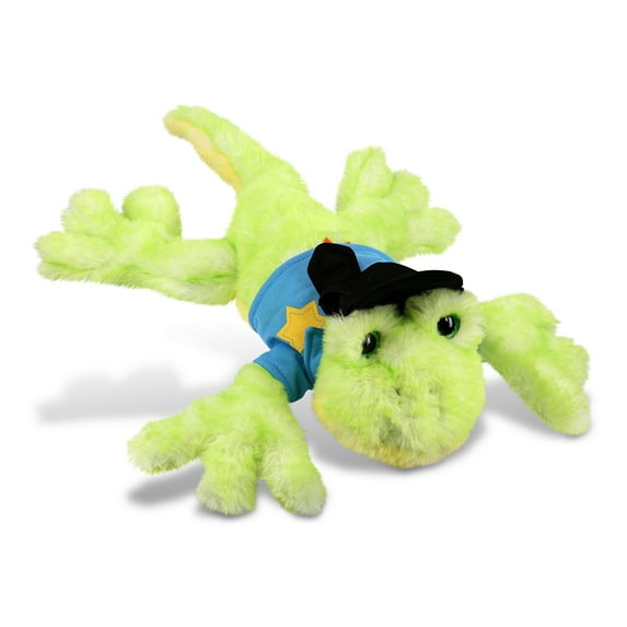 DolliBu Gecko Police Officer Plush Toy - Soft Gecko Cop Stuffed Animal Dress Up with Cute Cop Uniform and Cap Outfit - 13.5 Inches