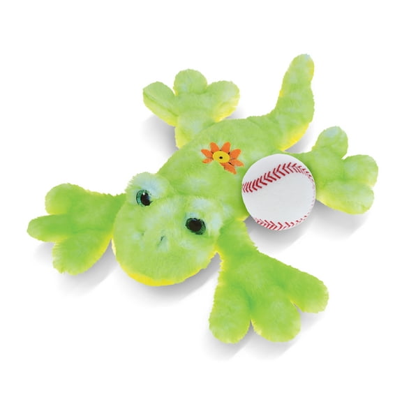DolliBu Gecko Stuffed Animal with Baseball Plush - Soft, Huggable Gecko, Great Gifts for Kids Who Love Baseball, Cute Wild Life Animal Plush with Plush Baseball Toy for Kids, Adults - 13.5 Inches