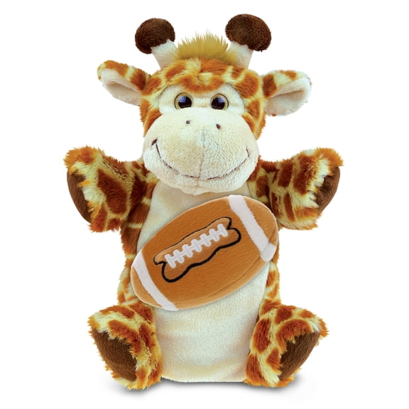 DolliBu Giraffe Hand Puppet Stuffed Animal with Football Plush Soft Huggable Giraffe, Adorable Playtime Plush Toy, Cute Safari Life Gift Doll Animal Toy for Kids and Adults 8 Inches