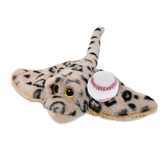 DolliBu Golden Stingray Stuffed Animal with Baseball Plush - Soft and Huggable Stingray Gift, Cute Ocean Animal with Plush Baseball Toy for Kids, Adults - 15 Inches