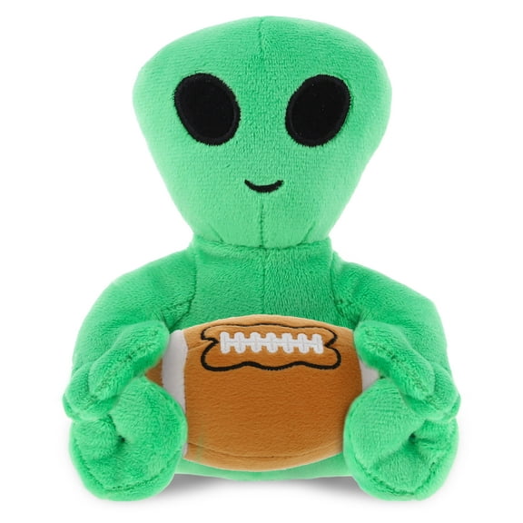 DolliBu Green Alien Stuffed Animal with Football Plush - Soft Huggable Green Alien, Adorable Playtime Plush Toy, Cute Space Theme Gift, Plush Doll Toy for Kids and Adults - 6 Inches