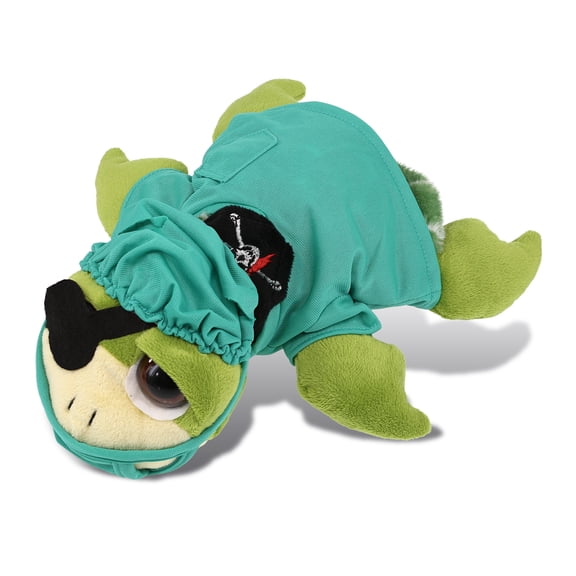 DolliBu Green Pirate Sea Turtle Doctor Plush Toy - Super Soft Turtle Doctor Stuffed Animal Dress Up with Scrub Uniform and Cap Outfit - Fluffy Doctor Toy Plush Gift - 10.5 Inches