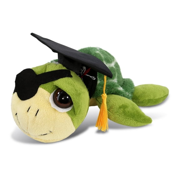 DolliBu Green Pirate Sea Turtle Graduation Plush Toy - Super Soft Plush Graduation Stuffed Animal Dress Up Graduation Cap Tassel Outfit, Congratulatory Graduation Gift - 10.5 Inch