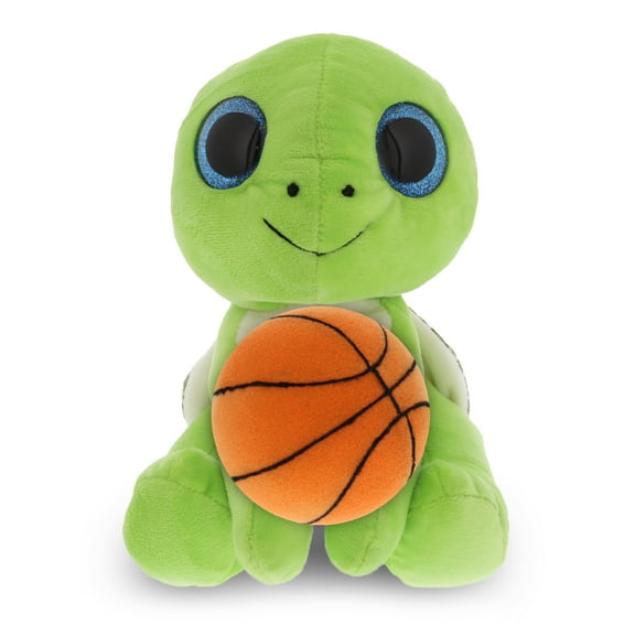 DolliBu Green Sea Turtle Stuffed Animal with Basketball Plush - Soft Huggable Sea Turtle, Adorable Playtime Plush Toy, Wildlife Gift, Plush Doll Animal Toy for Kids and Adults - 6 Inches