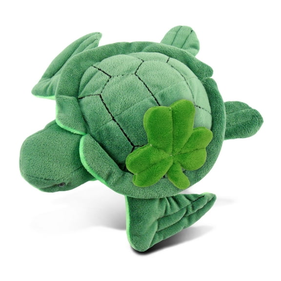 DolliBu Green Sea Turtle Stuffed Animal with Green Plush Shamrock - Cute Green Shamrock Plush St Patricks Day Stuffed Animal Sea Turtle, Good Luck St Patricks Day Toys for Kids, Baby - 6 Inches