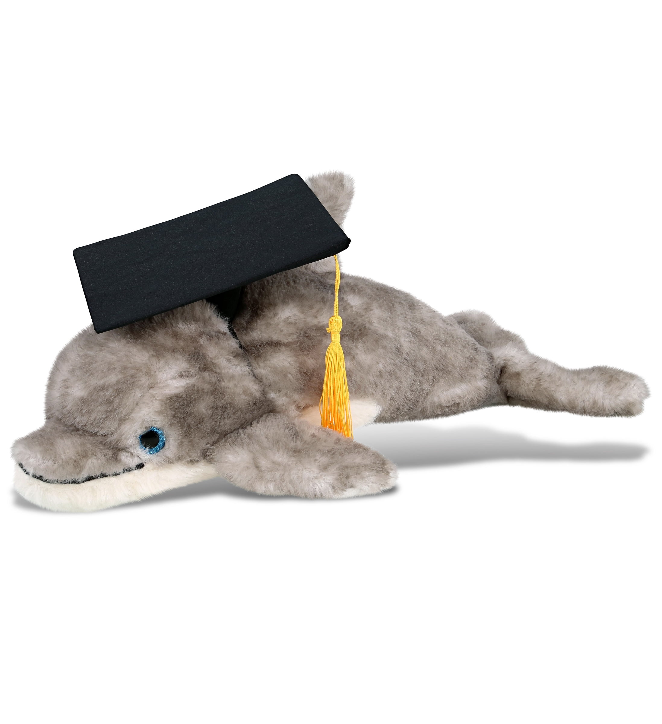 DolliBu Graduation Dolphin Plush - 12.5 Inch Grey Dolphin With Graduation Cap Stuffed Animal