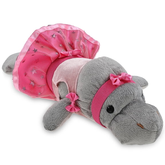 DolliBu Grey Manatee Stuffed Animal with Ballerina Dress Up Set - Cute Manatee Plush Toy in Ballet Costume with Tutu Skirt, Headband, and Shirt for Kids and Adults - 15 Inches