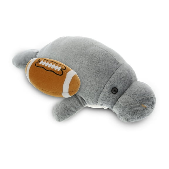 DolliBu Grey Manatee Stuffed Animal with Football Plush - Soft Huggable Manatee , Adorable Playtime Plush Toy, Cute Wildlife Gift, Ocean Plush Doll Animal Toy for Kids and Adults - 15 Inches
