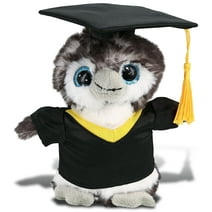 DolliBu Grey Penguin Graduation Plush Toy - Super Soft Penguin Graduation Stuffed Animal Dress Up with Gown and Cap with Tassel Outfit - Reward Celebration Grad Gift - 6.5 Inch