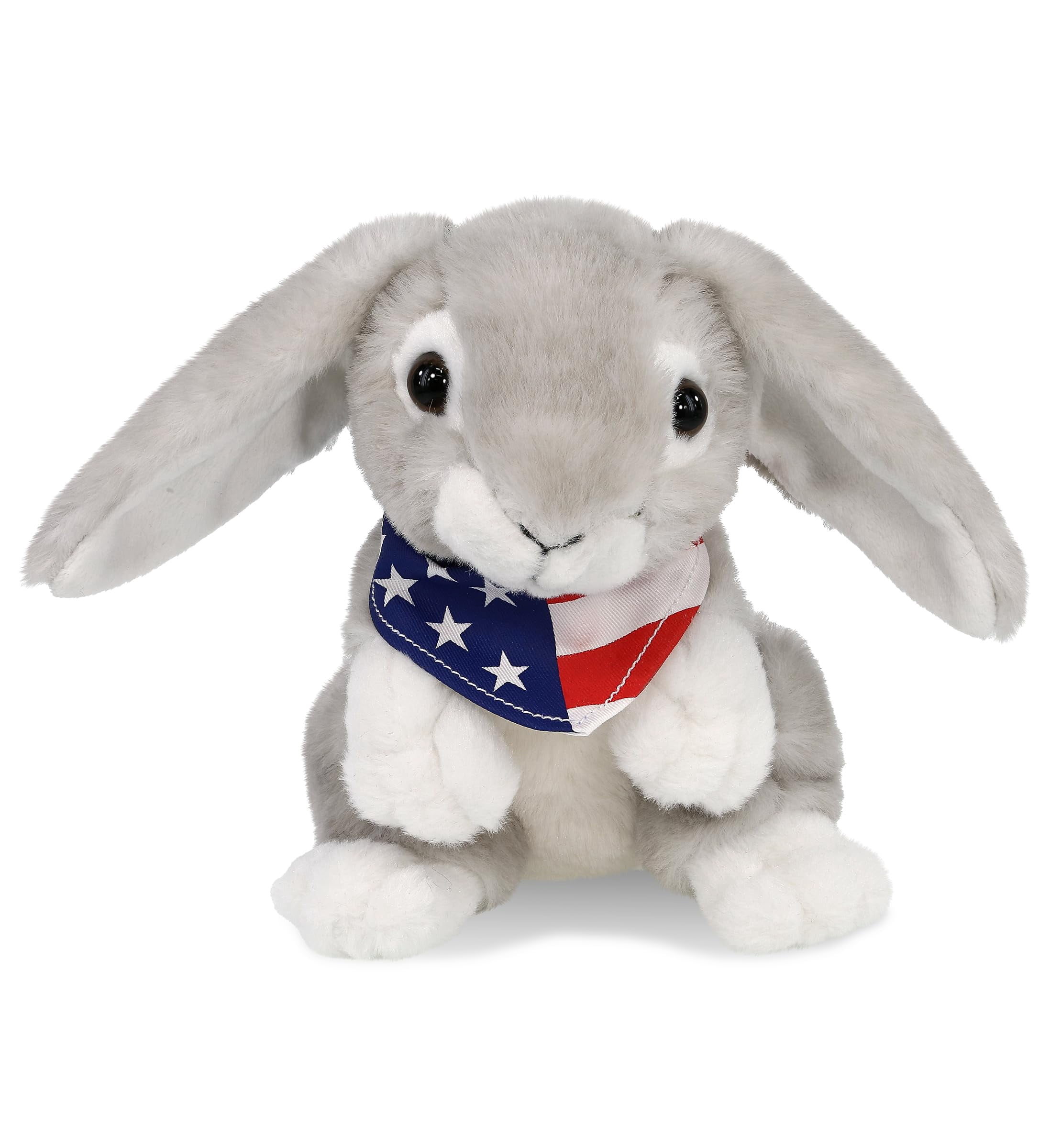 ＲＡＢＢＩＴ　ＩＳ　ＵＳＡ－２ DolliBu Grey Rabbit Plush with USA Flag Bandana - Super Soft
