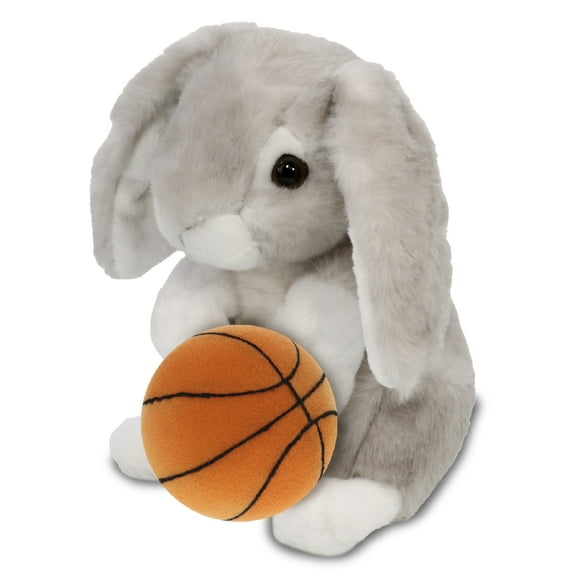 DolliBu Grey Rabbit Stuffed Animal with Basketball Plush  Soft Huggable Rabbit, Adorable Playtime Rabbit Plush Toy, Cute Farm Life Gift, Plush Doll Animal Toy for Kids and Adults  6.5 Inches