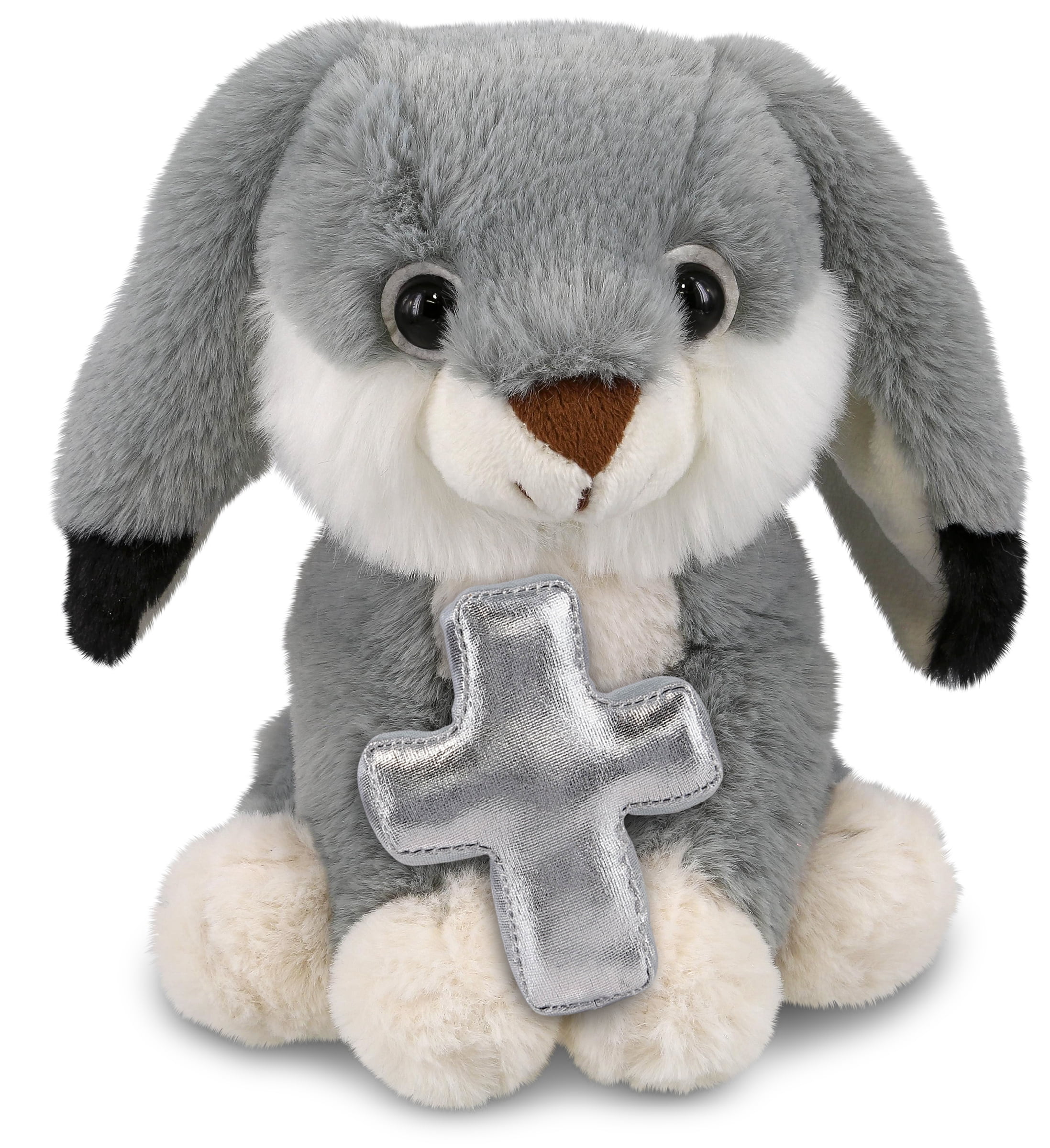 DolliBu Grey Rabbit Stuffed Animal with Silver Cross Plush – Religious ...