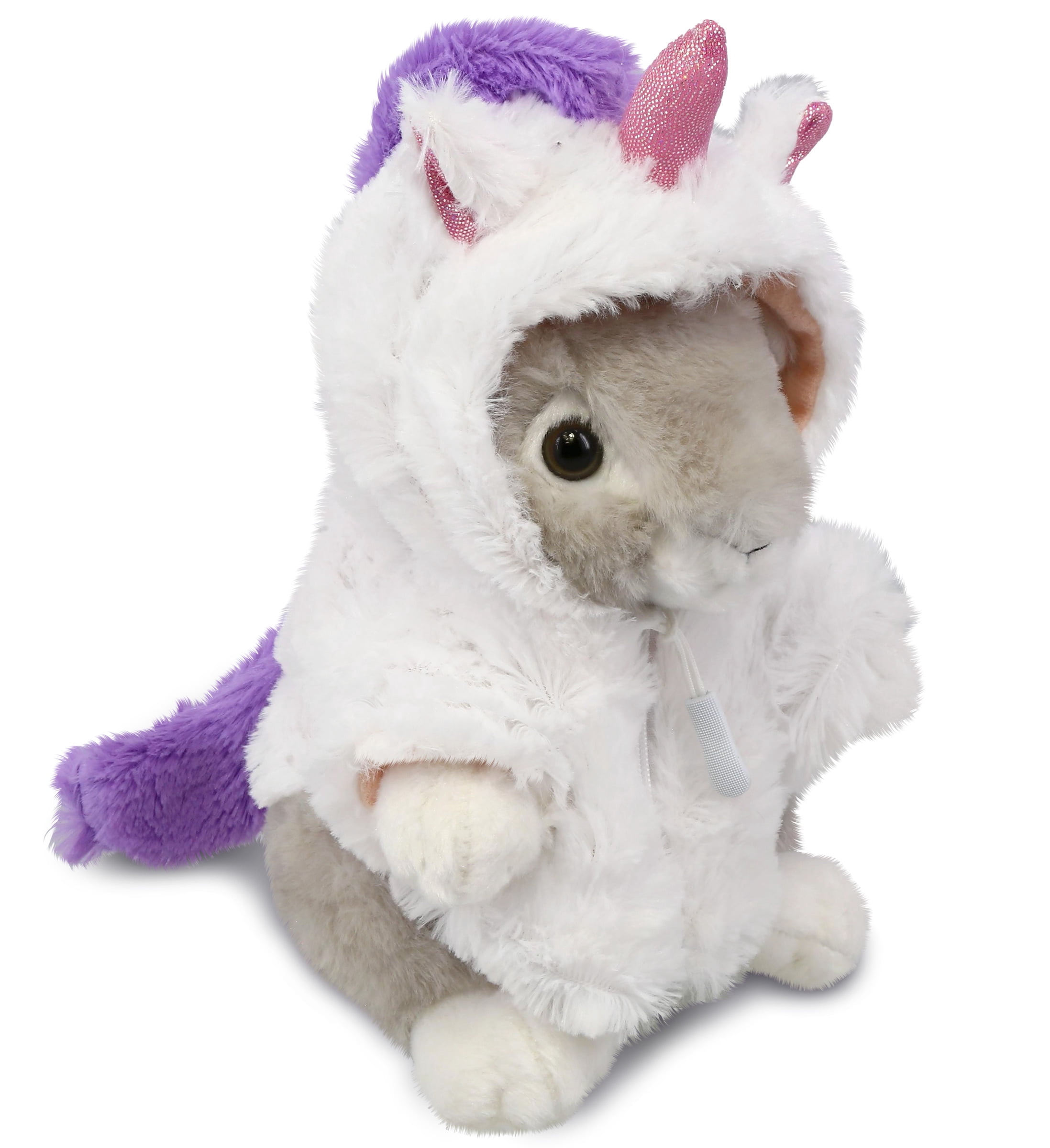 DolliBu Grey Rabbit Unicorn Plush Stuffed Animal Toy - Super Soft Bunnycorn Dress Up with Removable Unicorn Plush Outfit, Cute Fantasy Gift - 6.5 Inches