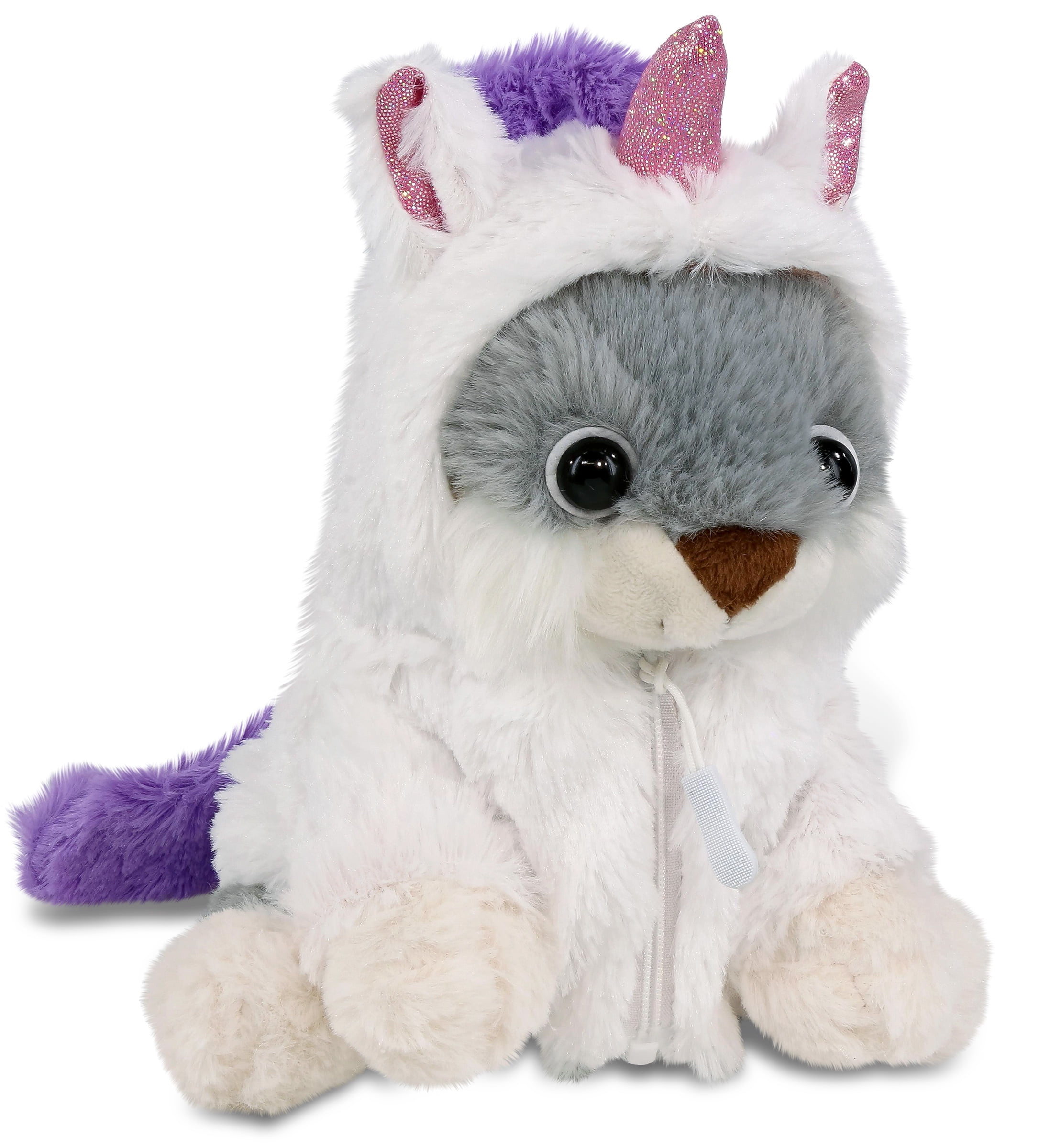 DolliBu Grey Rabbit Unicorn Plush Stuffed Animal Toy - Super Soft Rabbit Unicorn Dress Up with Removable Plush Unicorn Outfit, Cute Rabbit Fantasy Wildlife Gift with White Unicorn Dress - 7 Inches