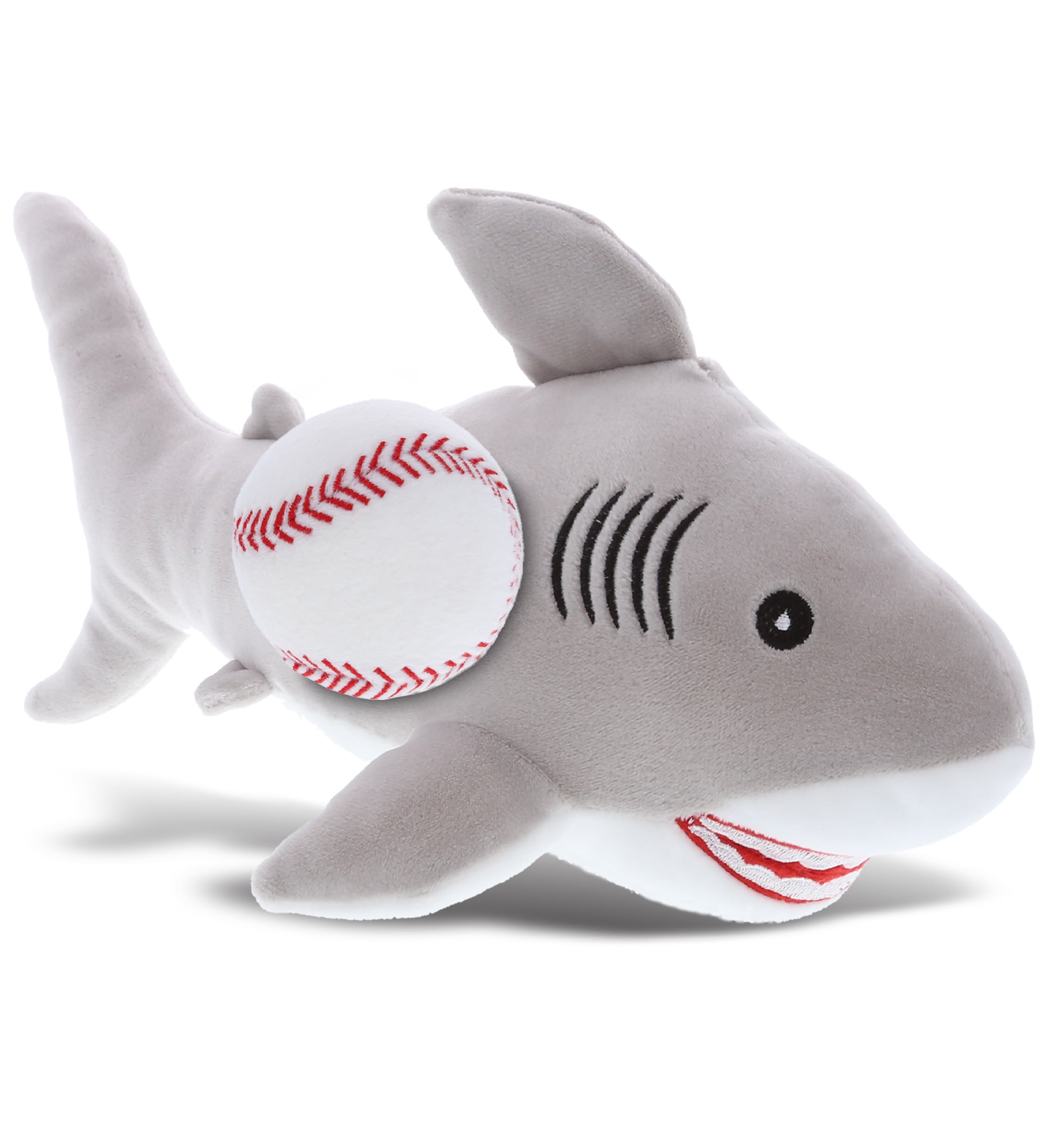 DolliBu Grey Shark Stuffed Animal with Baseball Plush - Soft Plush ...