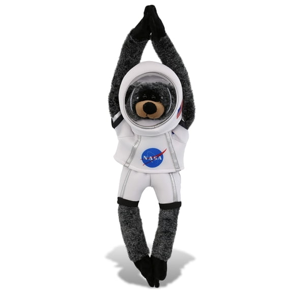 DolliBu Hanging Black Bear Astronaut Plush Toy - Super Soft Safari Life Astronaut Stuffed Animal Plush with Space Helmet and NASA Astronaut Suit, Cute Spaceman Doll Decor for Girls and Boys - 21 Inch