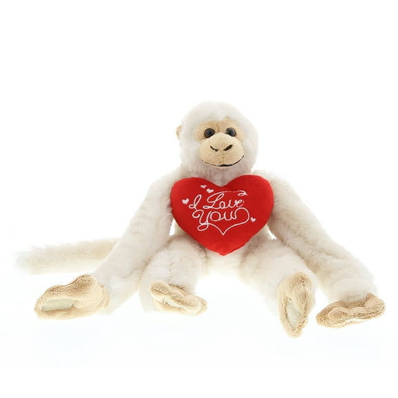 DolliBu Hanging Monkey Valentine's Day I Love You Heart Plush - Cute Super Soft Plush Heart Romantic Stuffed Animals for Anniversary Long Distance Relationship Gifts for Her or Him - 21 Inches