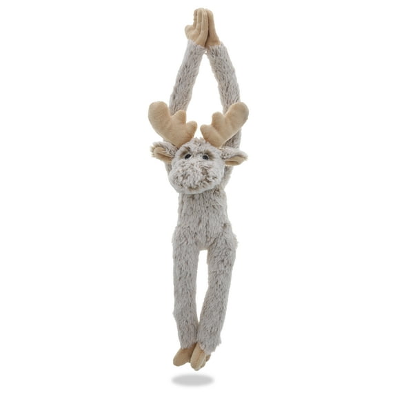 DolliBu Hanging Plush Moose Stuffed Animal With Hook & Loop Tape - 21 inch