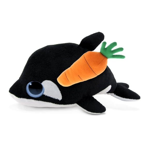 DolliBu Happy Easter Big-Eyed Killer Whale Soft Plush with Carrot - Cute Stuffed Animals with Carrot Plush Toy, Perfect Easter Gift, Spring Easter Plush Animal - 6 Inches