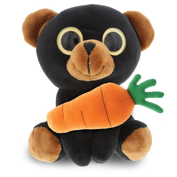 DolliBu Happy Easter Large Black Bear – Sparkle Eyes with Carrot - Cute Stuffed Animals with Carrot Plush Toy, Perfect Easter Gift, Spring Easter Plush Animal - 8 Inches