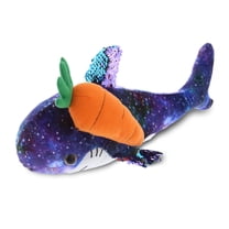 DolliBu Happy Easter Shark Space Sequin Plush with Carrot - Cute Stuffed Animals with Carrot Plush Toy, Perfect Easter Holiday Surprise Gift, Spring Easter Ocean Life Plush Animal - 12 Inch