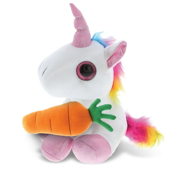 DolliBu Happy Easter Sparkling Eyes White Unicorn with Carrot - Cute Stuffed Animals with Carrot Plush Toy, Perfect Easter Gift, Spring Easter Plush Animal - 8 Inches