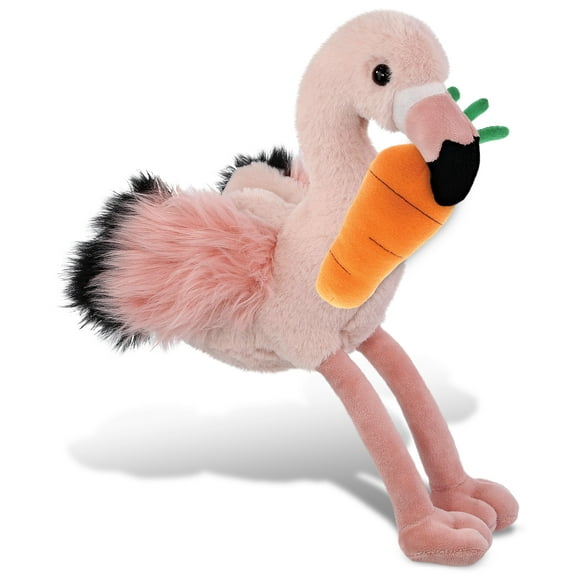 DolliBu Happy Easter Super Soft Plush Rose Flamingo with Carrot - Wild Life Stuffed Animals with Carrot Plush Toy, Perfect Easter Gift, Spring Easter Plush Animal Toy for Kids, Adults - 8.5 Inches