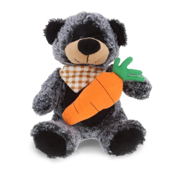 DolliBu Happy Easter Super Soft Plush Sitting Black Bear with Carrot - Cute Stuffed Animals with Carrot Plush Toy, Perfect Easter Holiday Surprise Gift, Spring Easter Wild Plush Animal - 9"