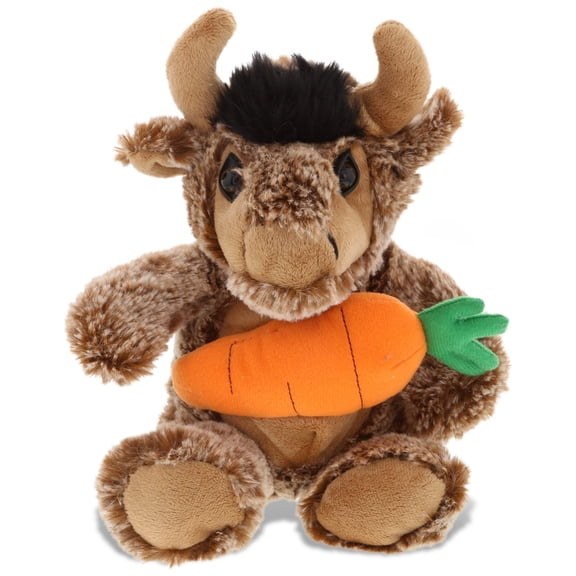 DolliBu Happy Easter Super Soft Plush Sitting Buffalo with Carrot - Cute Stuffed Animals with Carrot Plush Toy, Perfect Easter Holiday Surprise Gift, Spring Easter Plush Animal - 8.5 Inch