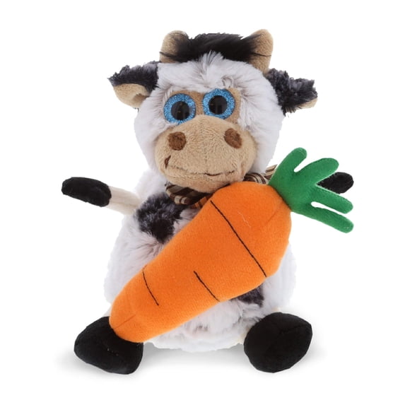 DolliBu Happy Easter Super Soft Plush Sitting Cow with Carrot - Cute Stuffed Animals with Carrot Plush Toy, Perfect Easter Holiday Surprise Gift, Spring Easter Farm Plush Animal - 7" Inches