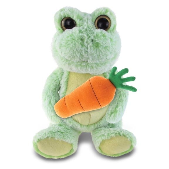 DolliBu Happy Easter Super Soft Plush Sitting Frog with Carrot Plush - Farm Life Stuffed Animals with Carrot Plush Toy, Perfect Easter Gift, Spring Easter Plush Animal Toy for Kids, Adults - 9 Inch