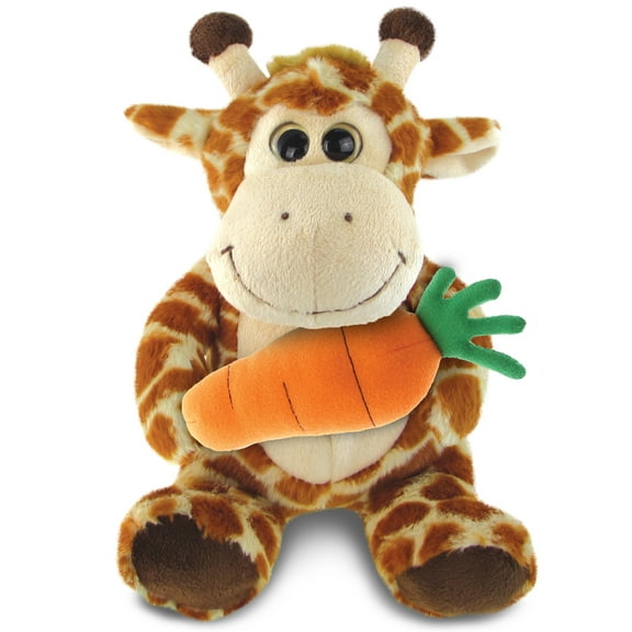 DolliBu Happy Easter Super Soft Plush Sitting Giraffe with Carrot Plush - Wild Life Stuffed Animals with Carrot Plush Toy, Perfect Easter Gift, Spring Easter Plush Animal Toy for Kids, Adults - 9 Inch