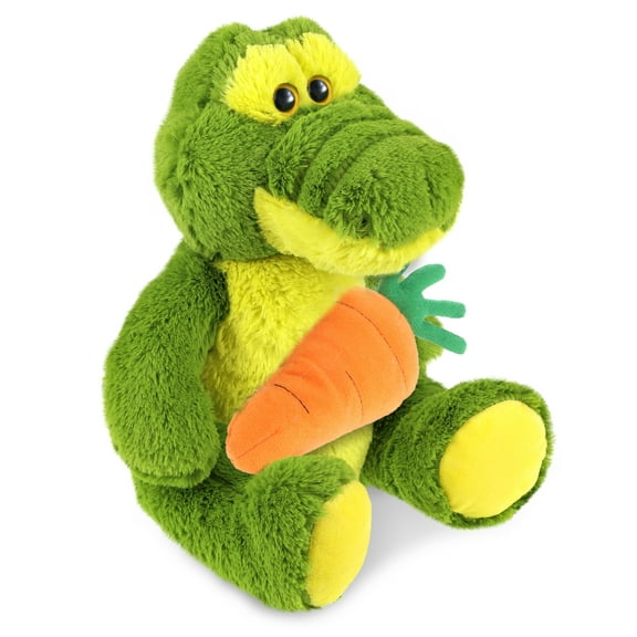 DolliBu Happy Easter Super Soft Plush Sitting Green Alligator with Carrot - Cute Stuffed Animals with Carrot Plush Perfect Easter Gift, Spring Easter Plush Animal - 12 Inches