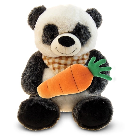 DolliBu Happy Easter Super Soft Plush Sitting Panda with Carrot - Cute Stuffed Animals with Carrot Plush Toy, Perfect Easter Gift with Name Personalization, Spring Easter Plush Animal - 9.5 Inches