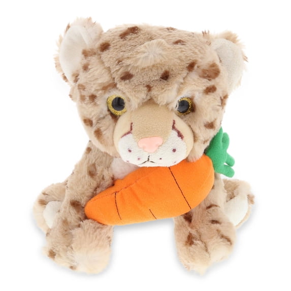 DolliBu Happy Easter Super Soft Plush Squat Cheetah with Carrot - Stuffed Animals with Carrot Plush Toy, Perfect Easter Holiday Surprise Gift, Spring Easter Wild Life Plush Animal - 8.5" Inch