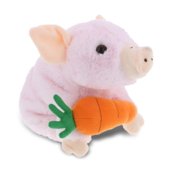 DolliBu Happy Easter Super Soft Plush Squat Piggy with Carrot - Cute Stuffed Animals with Carrot Plush Toy, Perfect Easter Holiday Surprise Gift - 7" Inches