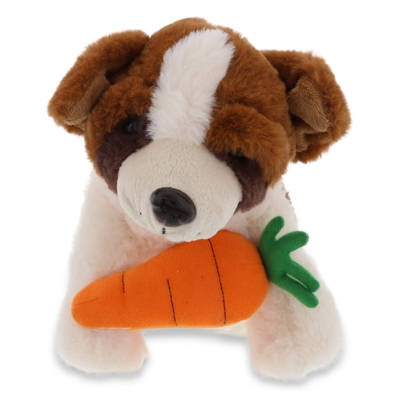DolliBu Happy Easter Super Soft Plush St. Bernard Dog with Carrot - Cute Stuffed Animals with Carrot Plush Toy, Perfect Easter Holiday Surprise Gift, Spring Easter Plush Animal - 8" Inches