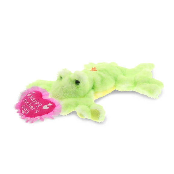 DolliBu Happy Mother's Day Super Soft Green Gecko Plush Figure - Cute Stuffed Animal with Pink Heart Message for Best Mommy, Grandma, Wife, Daughter - Cute Wild Life Plush Toy Gift - 13.5" Inches