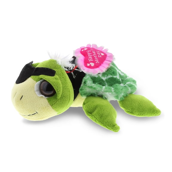 DolliBu Happy Mother's Day Super Soft Plush Green Pirate Turtle Figure - Cute Stuffed Animal with Pink Heart Message for Best Mommy, Grandma, Wife, Daughter - Cute Sea Life Plush Toy Gift - 9" Inches