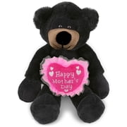 DolliBu Happy Mothers Day Super Soft Plush Long Leg Black Bear - Cute Stuffed Animal Present With Pink Heart Message for Best Mommy, Grandma, Wife, Daughter - Wild Life Plush Toy Gift - 10.5 Inch