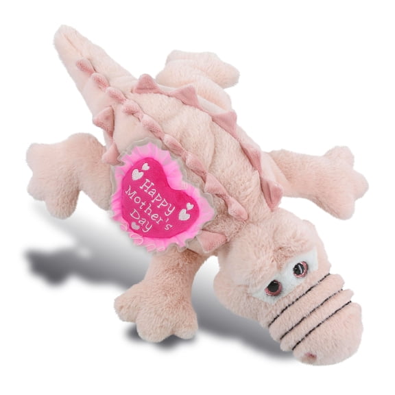 DolliBu Happy Mother's Day Super Soft Plush Pink Alligator Large - Cute Stuffed Animal Present with Pink Heart Message for Best Mommy, Grandma, Wife, Daughter - Cute Wild Life Plush Toy Gift - 17 Inch