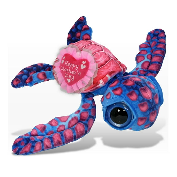 DolliBu Happy Mother's Day Super Soft Plush Pink Sea Turtle - Cute Stuffed Animal Present With Pink Heart Message for Best Mommy, Grandma, Wife, Daughter - Cute Ocean Life Plush Toy Gift - 10 Inch