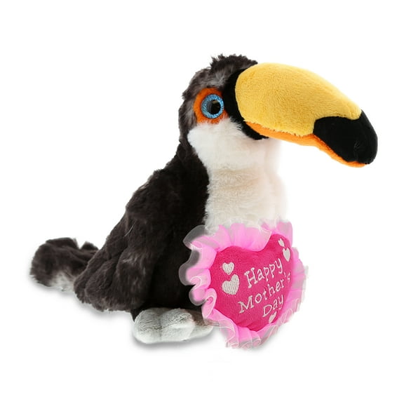 DolliBu Happy Mother's Day Super Soft Plush Toucan Doll Figure - Cute Stuffed Animal with Pink Heart Message for Best Mommy, Grandma, Wife, Daughter - Cute Wild Life Bird Plush Toy Gift - 8" Inches